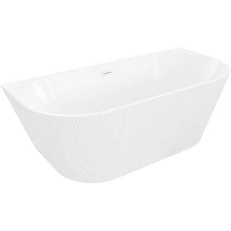 Mexen Oris laisvai pastatoma prie sienos rifliuota vonia 150 x 75 cm, balta, baltas išleidimo perpylimas - 52871507500-20