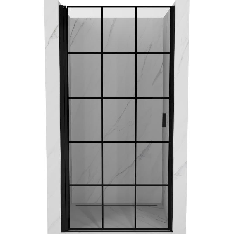 Mexen Mist-B dušo durys varstomos kairė – 80 cm, juodas tinklelis, juodos - 8A2-080-000-70-77-L