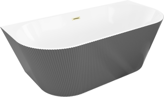 Mexen Oris prie sienos statoma rifliuota vonia 150 x 75 cm, balta/pilka, aukso šlifuota perpildymo sistema - 52871507562-55