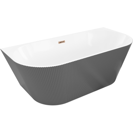 Mexen Oris laisvai stovinti prie sienos rifliuota vonia 150 x 75 cm, balta/pilka, perpylimas rožinis auksas - 52871507562-60