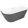 Mexen Oris laisvai pastatoma rifliuota vonia 150 x 75 cm, balta/pilka, varinis šepetys - 52871507562-65