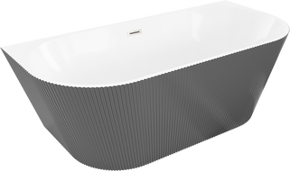 Mexen Oris laisvai stovinti sieninė susipynusi vonia 150 x 75 cm, balta/pilka, šepečiu nikelis - 52871507562-97