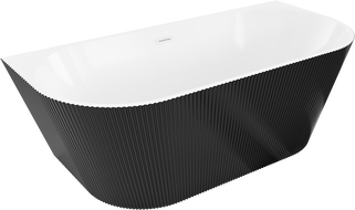 Mexen Oris laisvai stovinti prie sienos rifliuota vonia 150 x 75 cm, balta/juoda, baltas persipylimas - 52871507575-20