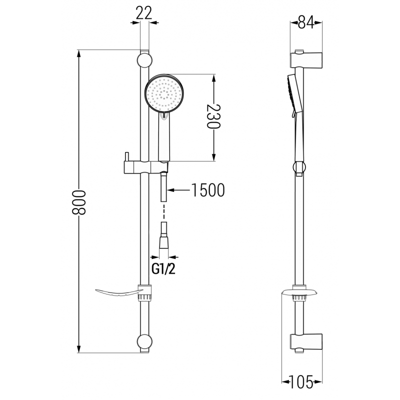 Mexen DF75 stumdomas dušo komplektas, juodas - 785754582-70