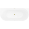 Mexen Oris laisvai stovinti sieninė vonia rifliuota 150 x 75 cm, balta/juoda, persipylimas auksinis šlifuotas - 52871507575-55