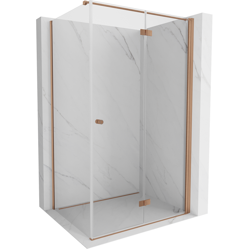 Mexen Mist-F T sulankstoma dešinė dušo kabina 80 x 85 cm, skaidrus, šlifuotas varis - 8A6T-080-085-65-00-P