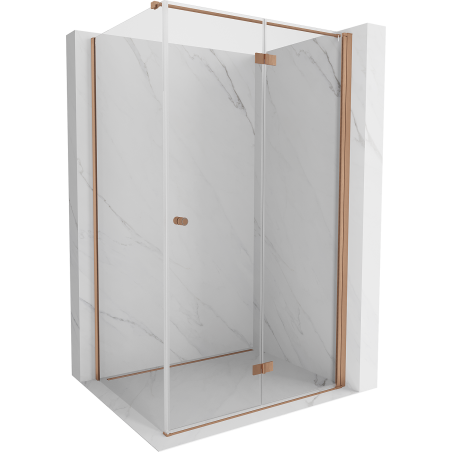 Mexen Mist-F T sulankstoma dešinė dušo kabina 80 x 85 cm, skaidrus, šlifuotas varis - 8A6T-080-085-65-00-P