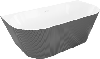 Mexen Oris laisvai stovinti prie sienos bangomis dailinta vonia 170 x 80 cm, balta/pilka, baltas persipylimas - 52871708062-20