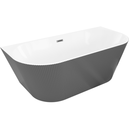 Mexen Oris laisvai pastatoma prie sienos rifliuota vonia 170 x 80 cm, balta/pilka, perpylimas šlifuotas pilkas - 52871708062-66