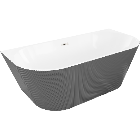 Mexen Oris laisvai stovinti prie sienos rifliuota vonia 170 x 80 cm, balta/pilka, šlifuotas nikelis - 52871708062-97