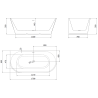 Mexen Oris laisvai pastatoma prie sienos rifliuota vonia 170 x 80 cm, balta/juoda, perpylimas gun metal - 52871708075-95