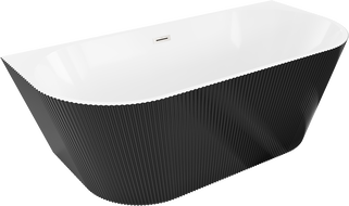 Mexen Oris laisvai stovinti prie sienos rifliuota 170 x 80 cm, balta/juoda, šlifuoto nikelio perteklius - 52871708075-97