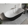 Mexen Oris pastatoma vonia - laisvai pastatoma, rifliuota, 170 x 80 cm, balta/juoda, matinis nikelis - 52871708075-97