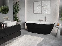 Mexen Oris laisvai stovinti prie sienos rifliuota 170 x 80 cm, balta/juoda, šlifuoto nikelio perteklius - 52871708075-97