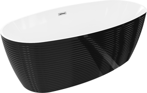 Mexen Lira laisvai pastatoma vonia modelis 170 x 80 cm, balta/juoda, chromuota perpylimo anga - 52831708075-01