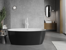 Mexen Lira laisvai pastatoma vonia 170 x 80 cm, balta/juoda, baltas persipylimas- 52831708075-20