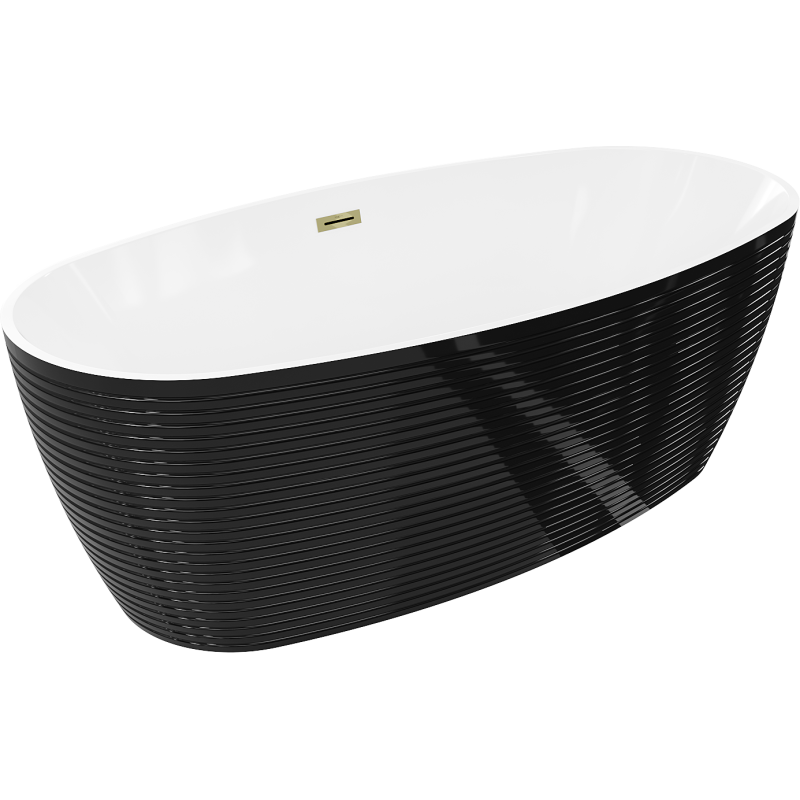 Mexen Lira laisvai pastatoma vonia raštas 170 x 80 cm, balta/juoda, perteklius auksinis - 52831708075-50