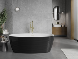 Mexen Lira laisvai pastatoma vonia modelis 170 x 80 cm, balta/juoda, aukso spalvos perpylimas - 52831708075-50