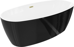 Mexen Lira laisvai pastatoma vonia, 170 x 80 cm, balta/juoda, auksinis šepetėlis - 52831708075-55