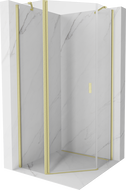 Mexen Mist penkiakampė dušo kabina su varstomomis durimis 80 x 80 cm, skaidri, auksinė šepečiuota - 8A8-080-080-55-00