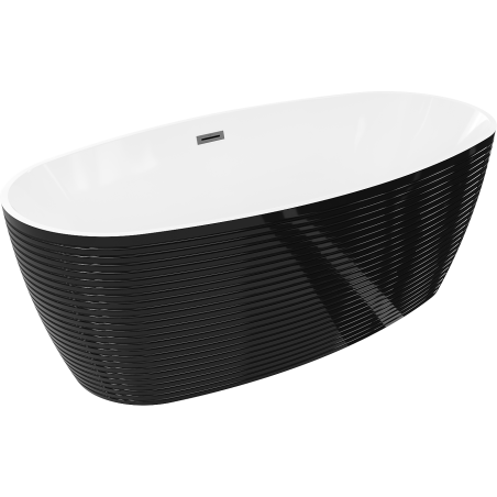 Mexen Lira laisvai stovinti vonia modelis 170 x 80 cm, balta/juoda, juodas persipylimas - 52831708075-70