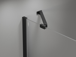 Mexen Mist penkiakampė asimetrinė dušo kabina su varstomomis durimis 80 x 100 cm, skaidri, juoda - 8A8-080-100-70-00