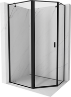 Mexen Mist deštninė asimetrinė kairė su vyriu, 100 x 80 cm, juodas rėmas, juoda - 8A8-100-080-70-70-L