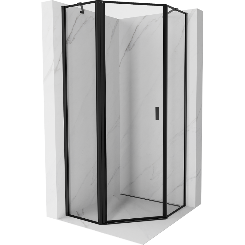 Mexen Mist kabinų penkiakampė atveriama kairė 90 x 90 cm, juodas rėmelis, juodas - 8A8-090-090-70-70-L