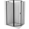 Mexen Mist penkiakampė asimetriška dušo kabina su atidaromomis kairėmis durimis 100 x 90 cm, juodas rėmas, juoda