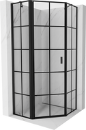 Mexen Mist penkiakampis dušo kabina, atverčiama kairė 100 x 100 cm, juodas tinklelis, juoda - 8A8-100-100-70-77-L