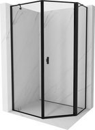 Mexen Mist penkiakampė asimetrinė dešinė dušo kabina 80 x 90 cm, juodas rėmas, juoda - 8A8-080-090-70-70-P