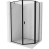 Mexen Mist asimetriška penkiakampė dušo kabina su atveriamomis durimis, dešinė 90 x 100 cm, juodas rėmelis, juoda