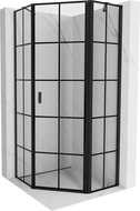 Mexen Mist penkiakampė dušo kabina varstoma dešinė 90 x 90 cm, juodas tinklelis, juoda - 8A8-090-090-70-77-P
