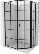 Mexen Mist penkiakampė asimetrinė dešininė dušo kabina 90 x 100 cm, juodas tinklelis, juoda - 8A8-090-100-70-77-P