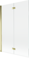 Mexen Mist dviejų dalių vonios pertvara, kairinė, 120 x 150 cm, skaidri, auksinė - 8A9-120-002-50-00-L