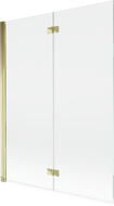 Mexen Mist dušo pertvara 2 dalių kairė 130 x 150 cm, permatoma, auksinė - 8A9-130-002-50-00-L