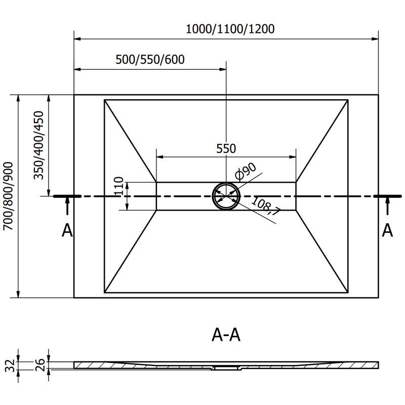 Mexen Toro stačiakampė dušo padėklė SMC 120 x 80 cm, juoda - 43708012