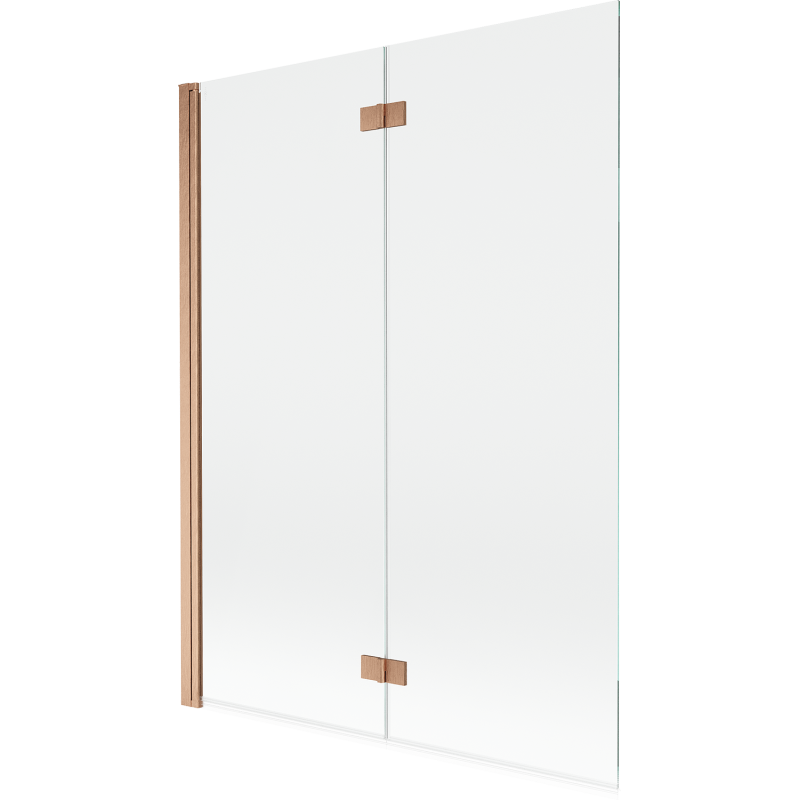 Mexen Mist vonios pertvara, 2 durų, kairinė, 130 x 150 cm, skaidri, šlifuotas varis - 8A9-130-002-65-00-L