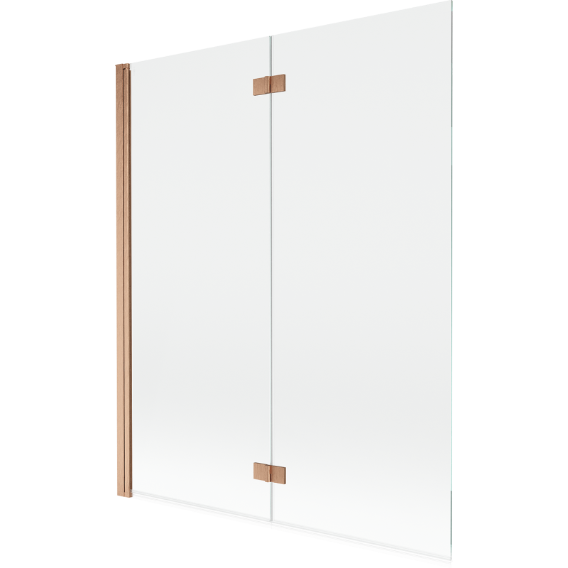 Mexen Mist dviejų dalių vonios ekranas, kairysis, 140 x 150 cm, skaidrus, šukuotas varis - 8A9-140-002-65-00-L