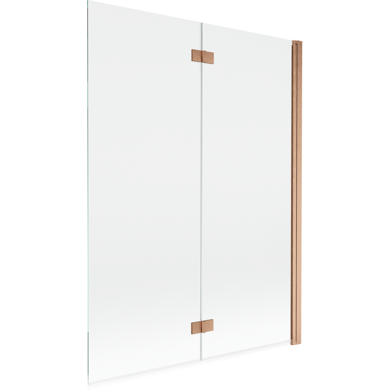 Mexen Mist vonios širmos, 2-jų dalių, dešinysis, 130 x 150 cm, permatomas, šlifuota vario spalva - 8A9-130-002-65-00-P