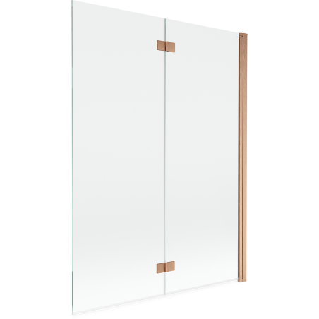 Mexen Mist vonios širmos, 2-jų dalių, dešinysis, 130 x 150 cm, permatomas, šlifuota vario spalva - 8A9-130-002-65-00-P