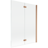 Mexen Mist vonios širmos, 2-jų dalių, dešinysis, 130 x 150 cm, permatomas, šlifuota vario spalva - 8A9-130-002-65-00-P