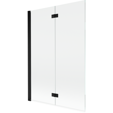 Mexen Mist dviejų dalių kairinis vonios ekranas 120 x 150 cm, permatomas, juodas - 8A9-120-002-70-00-L