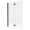 Mexen Mist dviejų dalių kairinis vonios ekranas 120 x 150 cm, permatomas, juodas - 8A9-120-002-70-00-L