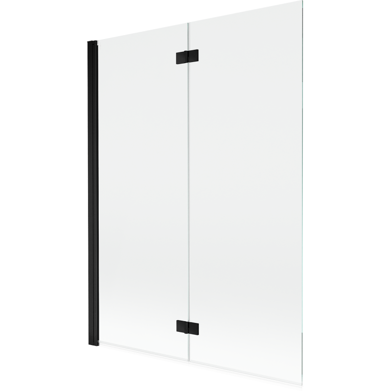 Mexen Mist vonios kambario pertvara, 2-dalys, kairė, 130 x 150 cm, permatomas, juodas - 8A9-130-002-70-00-L