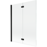 Mexen Mist vonios kambario pertvara, 2-dalys, kairė, 130 x 150 cm, permatomas, juodas - 8A9-130-002-70-00-L