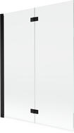Mexen Mist vonios kambario pertvara, 2-dalys, kairė, 130 x 150 cm, permatomas, juodas - 8A9-130-002-70-00-L