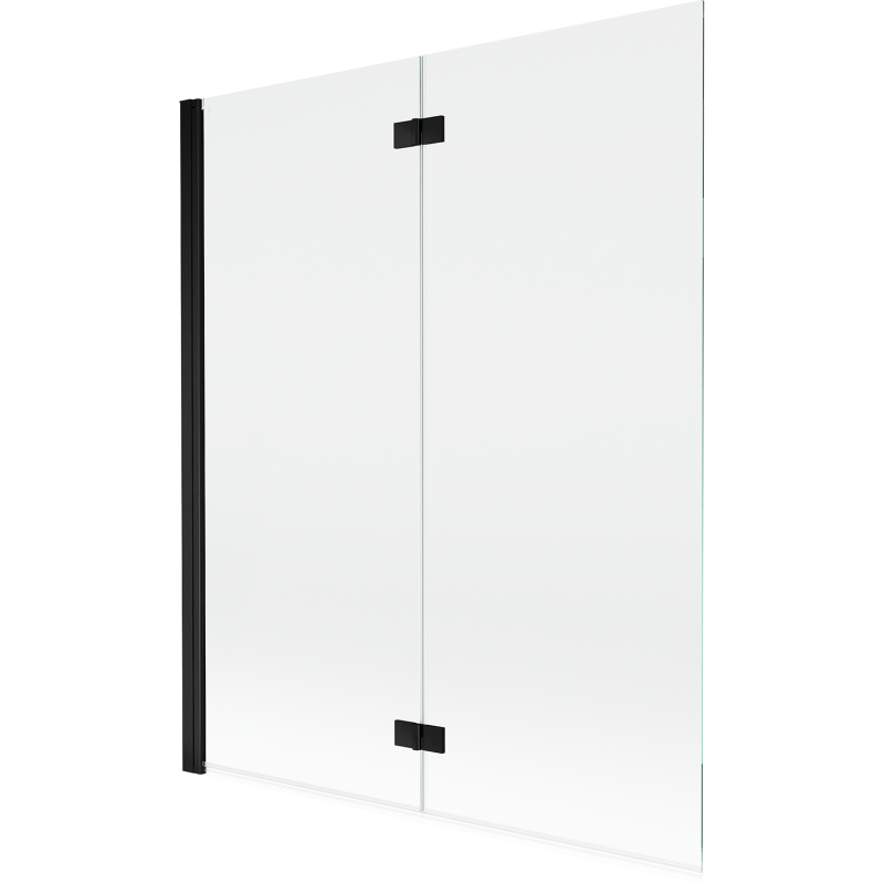 Mexen Mist dviejų dalių kairinis vonios ekranas, 140 x 150 cm, skaidrus, juodas - 8A9-140-002-70-00-L