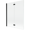 Mexen Mist dviejų dalių kairinis vonios ekranas, 140 x 150 cm, skaidrus, juodas - 8A9-140-002-70-00-L