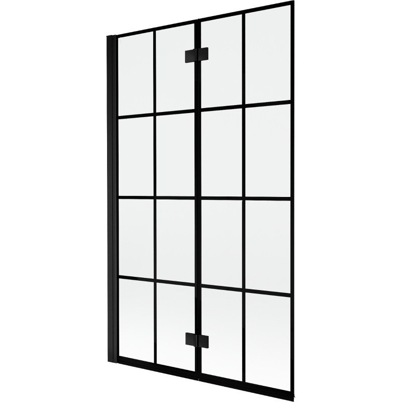 Mexen Mist vonios sienelė, 2-duris kairinė, 110 x 150 cm, juodas tinklelis, juoda - 8A9-110-002-70-77-L